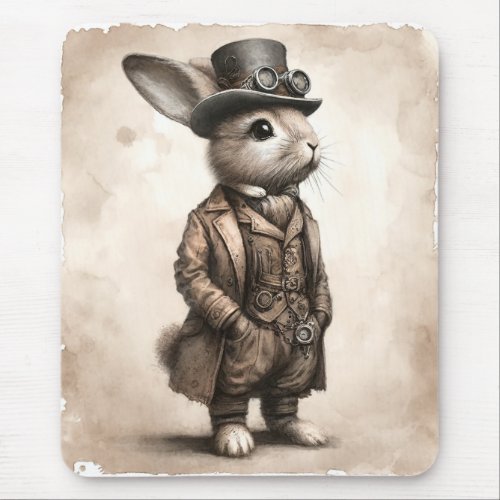Steampunk Rabbit Mouse Pad