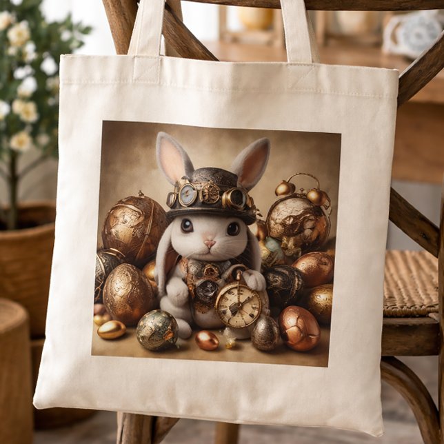 Steampunk Rabbit Vintage Clockwork  Tote Bag (Creator Uploaded)