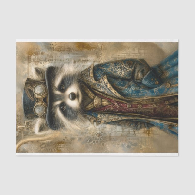 Steampunk Raccoon In Coat Portrait DS4R Decoupage Tissue Paper (Front)
