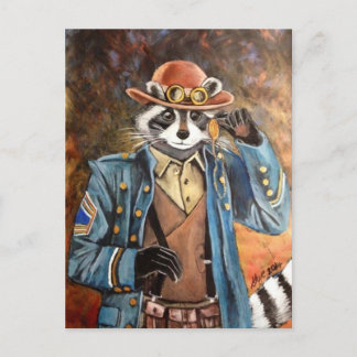Steampunk Raccoon Postcard