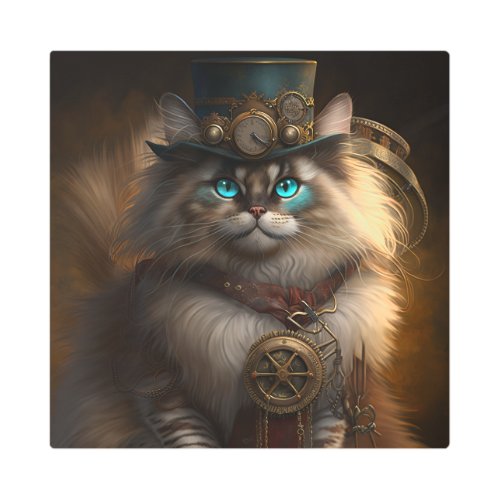 Steampunk Ragdoll Cat Metal Print