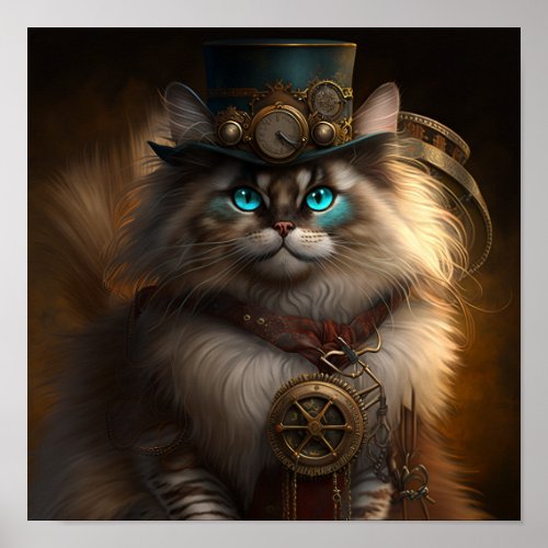 Steampunk Ragdoll Cat Poster