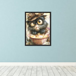 Steampunk Ramen Cat Fine Art Canvas Print 12x16