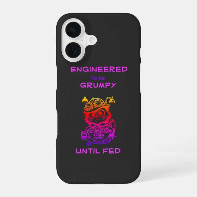 Steampunk Ramen Cat Funny Anime iPhone 16 Case (Back)