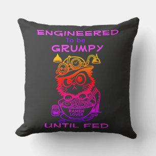 Steampunk Ramen Cat Funny Anime Throw Pillow
