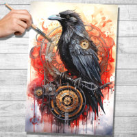 Steampunk Raven 1 Decoupage Paper