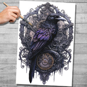 Steampunk Raven 2 Decoupage Paper