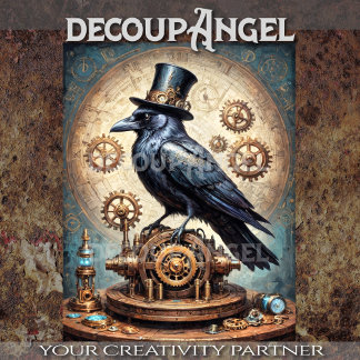 Steampunk Raven Decoupage Tissue Paper