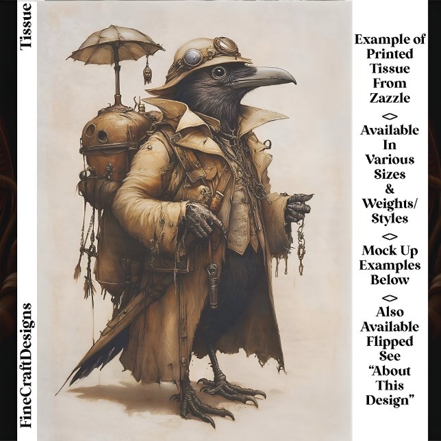 Steampunk Raven Explorer Adventurer EG7R Decoupage Tissue Paper (Creator Uploaded)