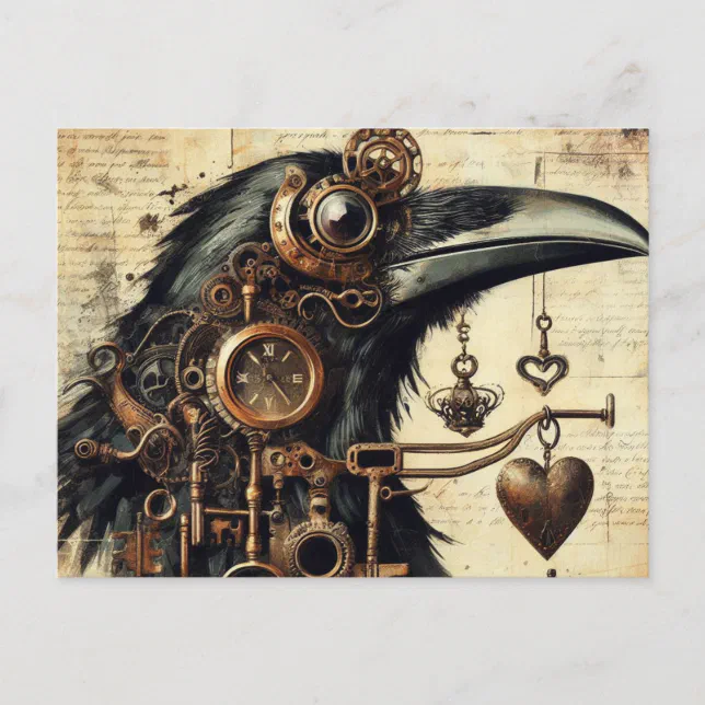 Steampunk Raven Postcard | Zazzle