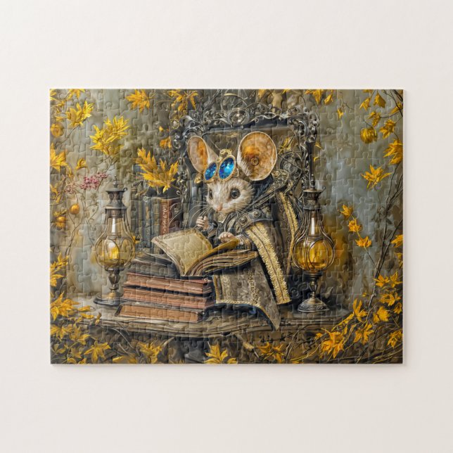 Steampunk reading mouse jigsaw puzzle (Horizontal)