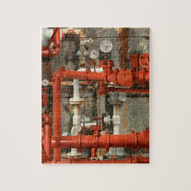 Steampunk - Red pipe headache Jigsaw Puzzle (Vertical)