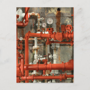 Steampunk - Red pipe headache Postcard