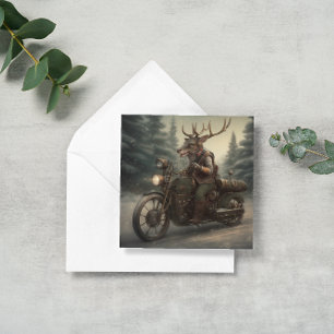 Steampunk Reindeer Motorcycle Christmas Card