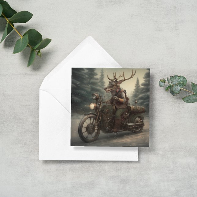 Steampunk Reindeer Motorcycle Christmas Card (Creator Uploaded)