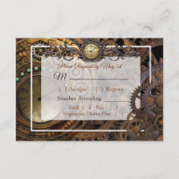 Steampunk Renaissance Wedding RSVP card