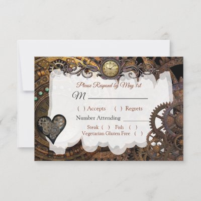 Steampunk Renaissance Wedding RSVP card