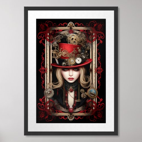 Steampunk Retro_Futurist Victorian Fantasy Lady  Framed Art