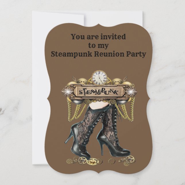 Steampunk Reunion Party Invitation (Front)