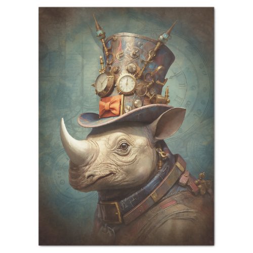 Steampunk Rhino Decoupage Tissue Paper