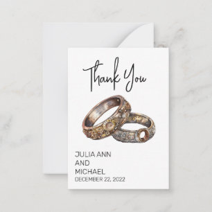 Steampunk Rings Wedding Thank you Minimalistic Note Card