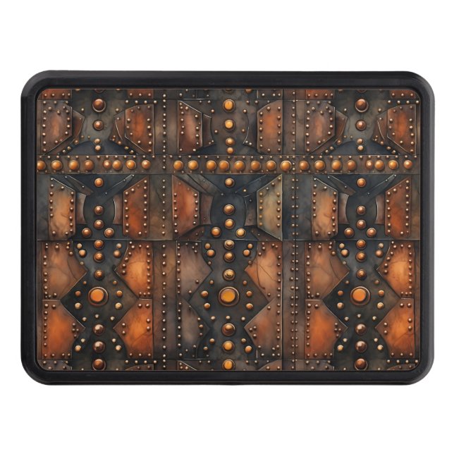 Steampunk Riveted Metal Hitch Cover (Front)
