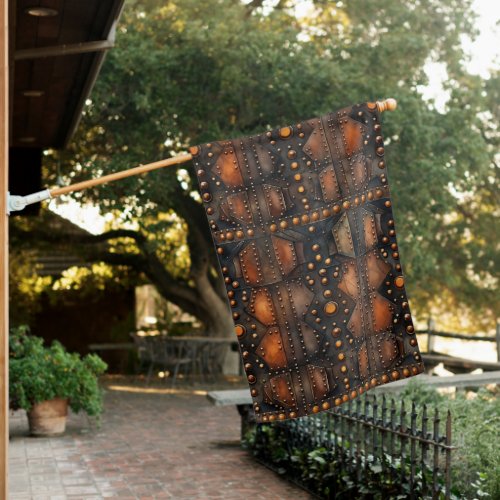 Steampunk Riveted Metal House Flag