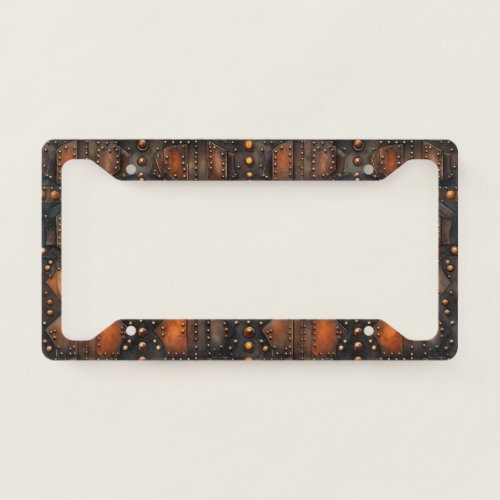 Steampunk Riveted Metal License Plate Frame
