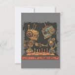 Steampunk robots playing chess thank you card