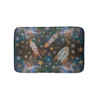 Steampunk Rockets Bath Mat