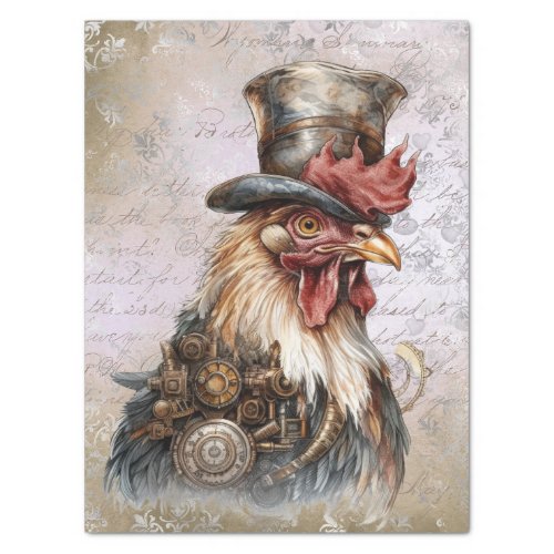 Steampunk Rooster Tissue Paper