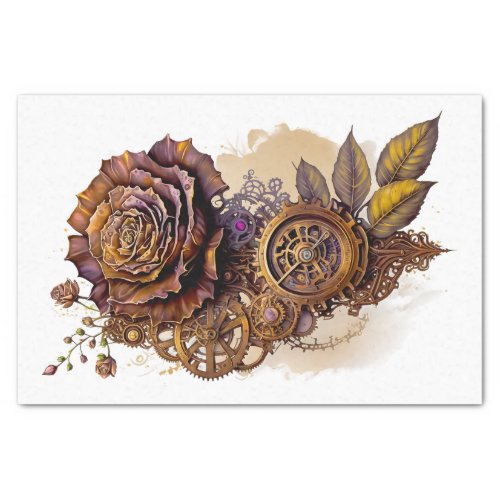 Steampunk rose Art for Decoupage Tissue Paper