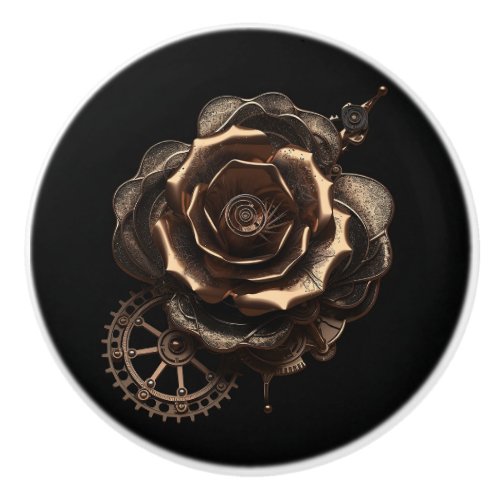 Steampunk Rose Ceramic Knob