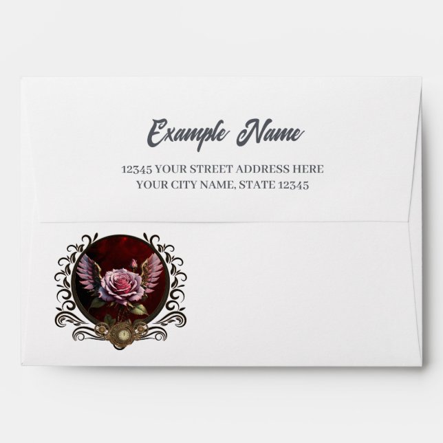 Steampunk rose envelope (Back (Top Flap))