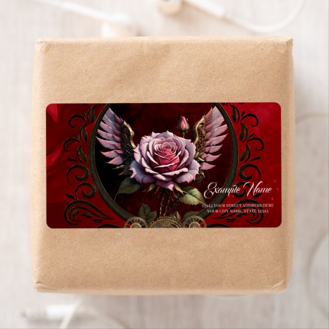 Steampunk rose label (Insitu)