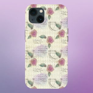 Steampunk Roses and Mechanical Drawing with Gears iPhone 13 Case