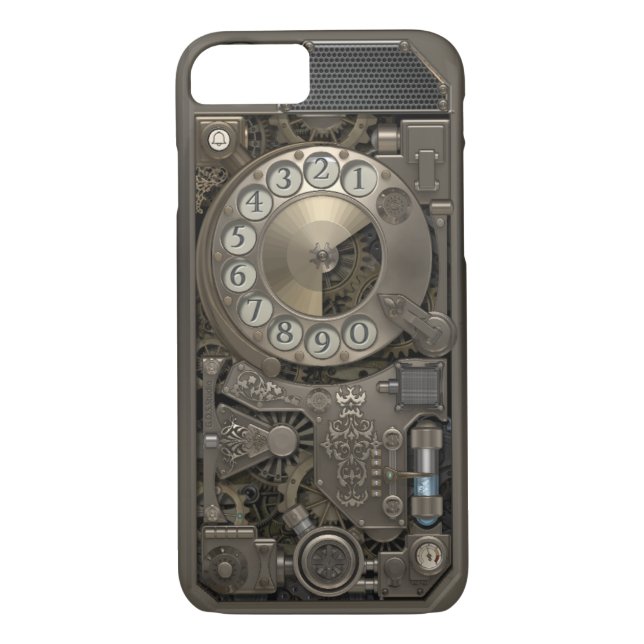 Steampunk Rotary Metal Dial Phone. Case. Case-Mate iPhone Case (Back)