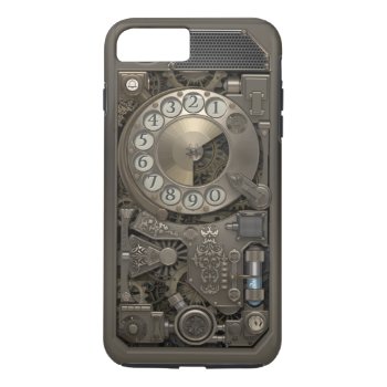 Steampunk Rotary Metal Dial Phone. Iphone 8 Plus/7 Plus Case by VintageStyleStudio at Zazzle