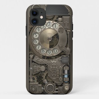 Steampunk Rotary Metal Dial Phone. Iphone 11 Case by VintageStyleStudio at Zazzle