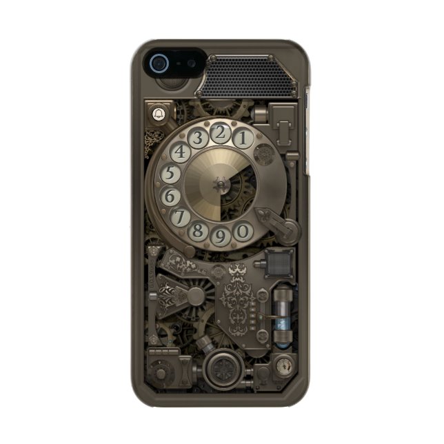 Steampunk Rotary Metal Dial Phone. Incipio iPhone Case (Back)