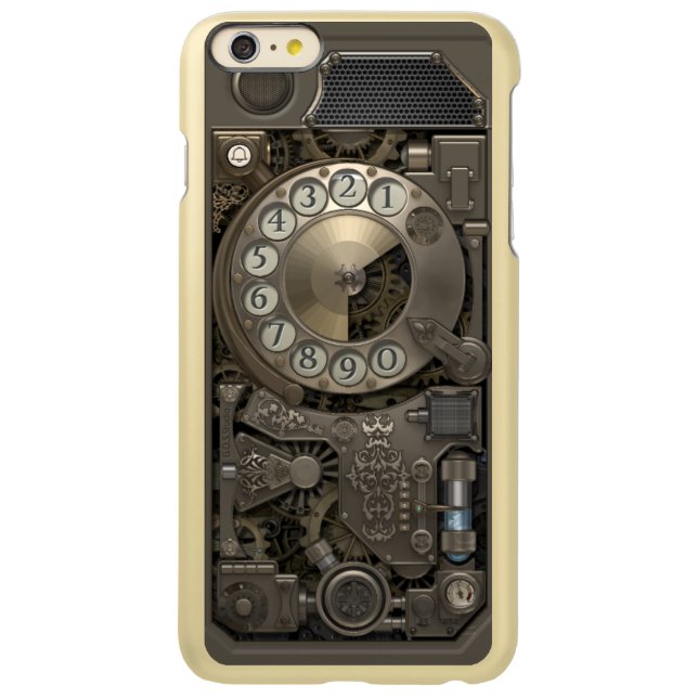 Steampunk Rotary Metal Dial Phone. Incipio iPhone Case (Back)