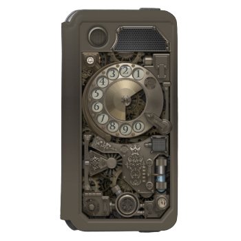 Steampunk Rotary Metal Dial Phone. Iphone 6/6s Wallet Case by VintageStyleStudio at Zazzle
