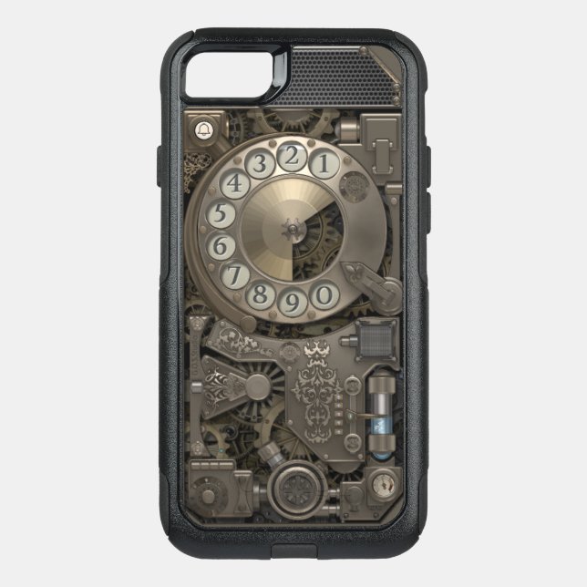 Steampunk Rotary Metal Dial Phone. Otterbox iPhone Case (Back)