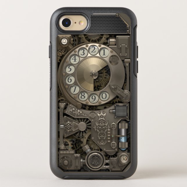 Steampunk Rotary Metal Dial Phone. Otterbox iPhone Case (Back)