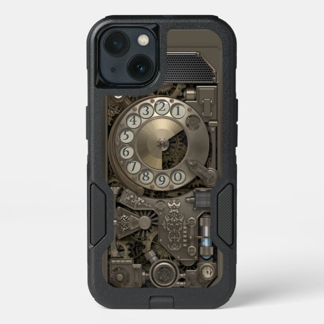 Steampunk Rotary Metal Dial Phone. Otterbox iPhone Case (Back)