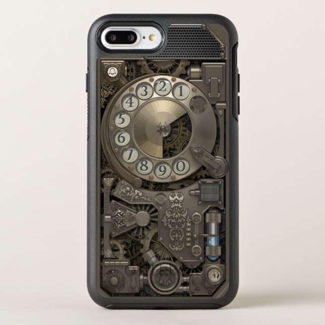 Steampunk Rotary Metal Dial Phone. Otterbox iPhone Case (Back)