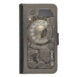 Steampunk Rotary Metal Dial Phone. Wallet Phone Case For Samsung Galaxy S5