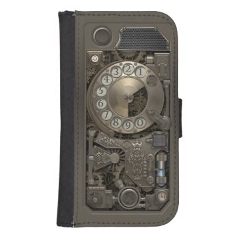 Steampunk Rotary Metal Dial Phone. Wallet Phone Case For Samsung Galaxy S4 by VintageStyleStudio at Zazzle
