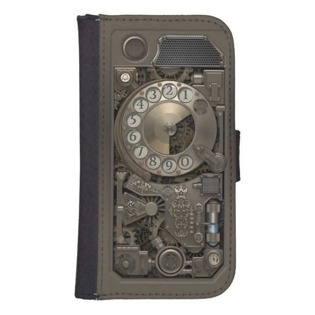 Steampunk Rotary Metal Dial Phone. Samsung Galaxy Wallet Case (Front)