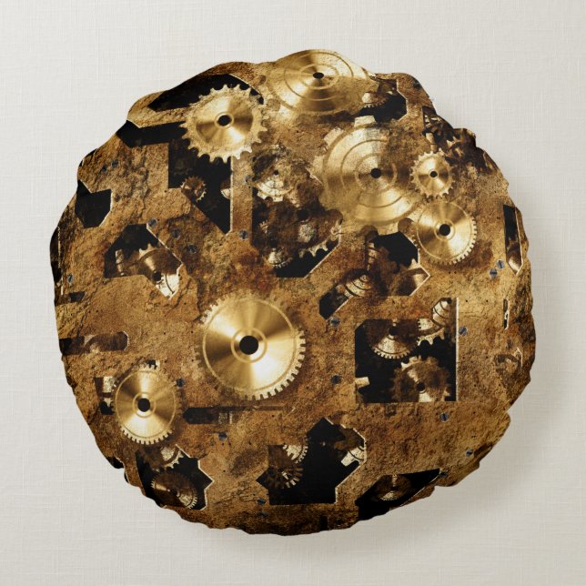 Steampunk Round Pillow (Back)